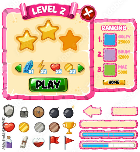 Game element template design set