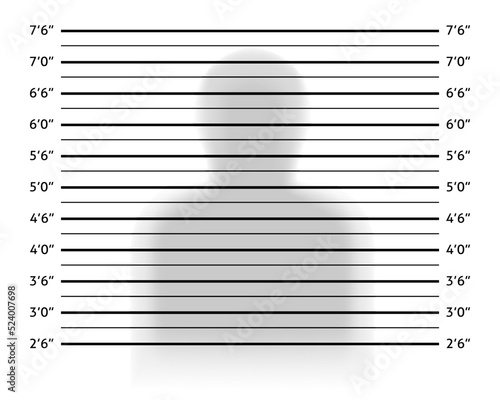 Police lineup or mugshot background with anonymous shadow.