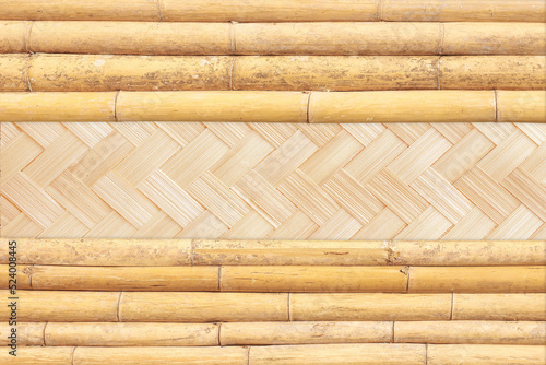 close up Bamboo sticks pattern with bamboo woven  texture surface  background