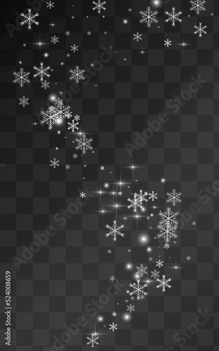 White Snowfall Vector Transparent Background.