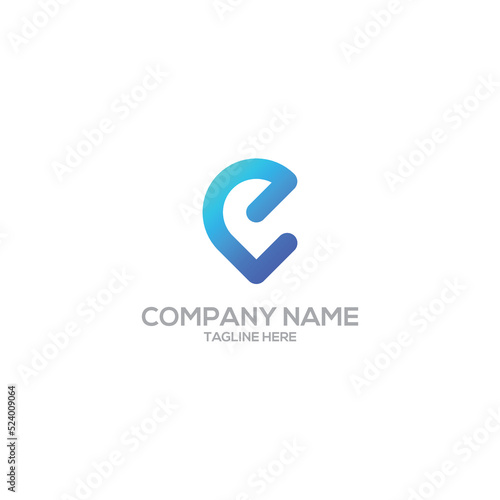 Letter E pin logo symbol