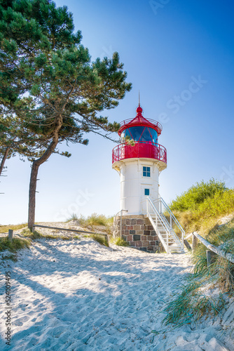 Small lighthouse Gellen of Hiddensee Island Baltic coast. photo