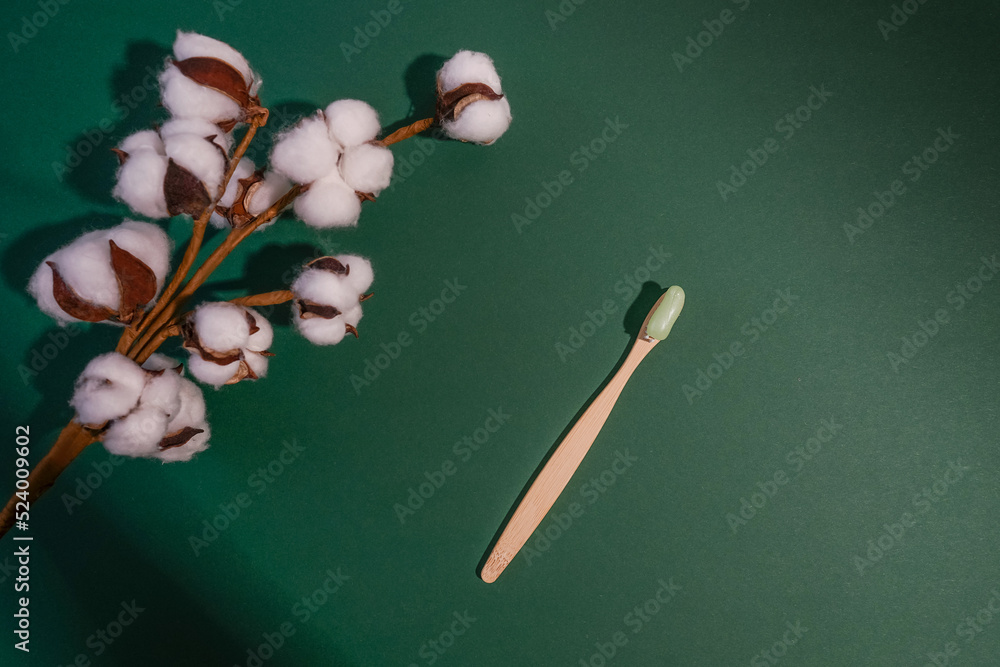 Natural bamboo toothbrush on green background. Natural bamboo toothbrush on green background.