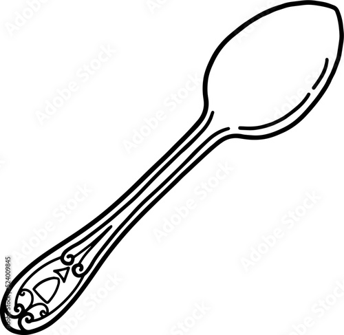vintage spoon line art drawing