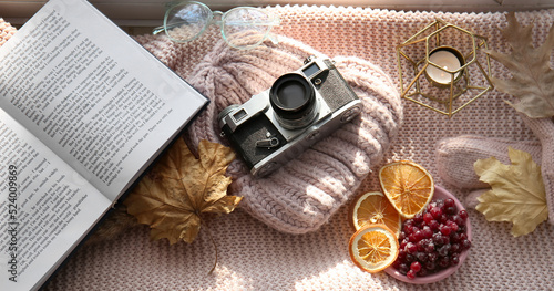 Autumn composition with boo...