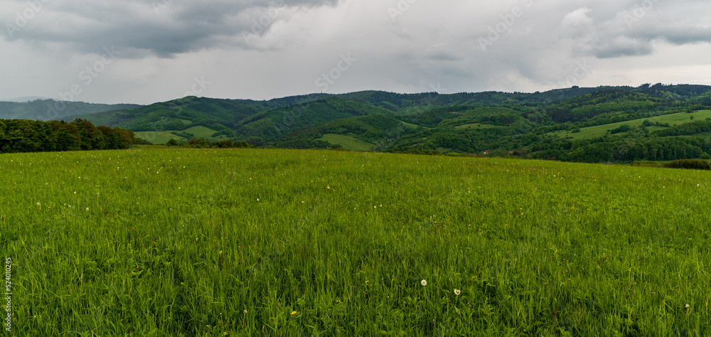 Springtime Bile Karpaty mountains on czech - slovakian boderrland