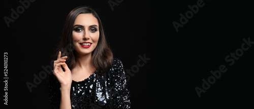 Beautiful young lady on dar...