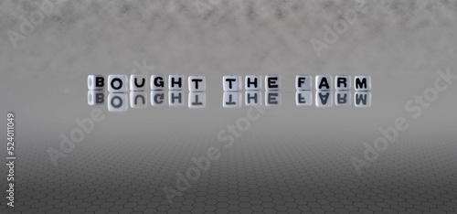 Vászonkép bought the farm word or concept represented by black and white letter cubes on a