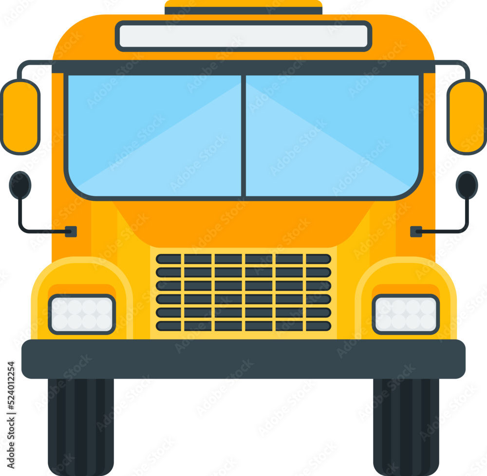 Yellow school bus front view. Transporting schoolchildren. Yellow school bus front view. Transporting schoolchildren.