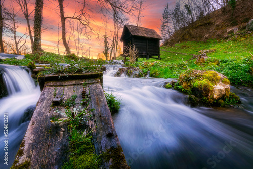 jajce north of bosnia beautiful green nature and many waterfalls and lakes photo
