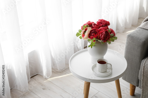 Cozy home interior with whi...