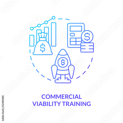 Commercial viability training blue gradient concept icon. Startup funding source abstract idea thin line illustration. Sustain profit. Isolated outline drawing. Myriad Pro-Bold font used