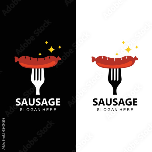 grilled sausage vector design retro cool food logo