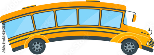 Yellow school bus of side projection with curved roof.