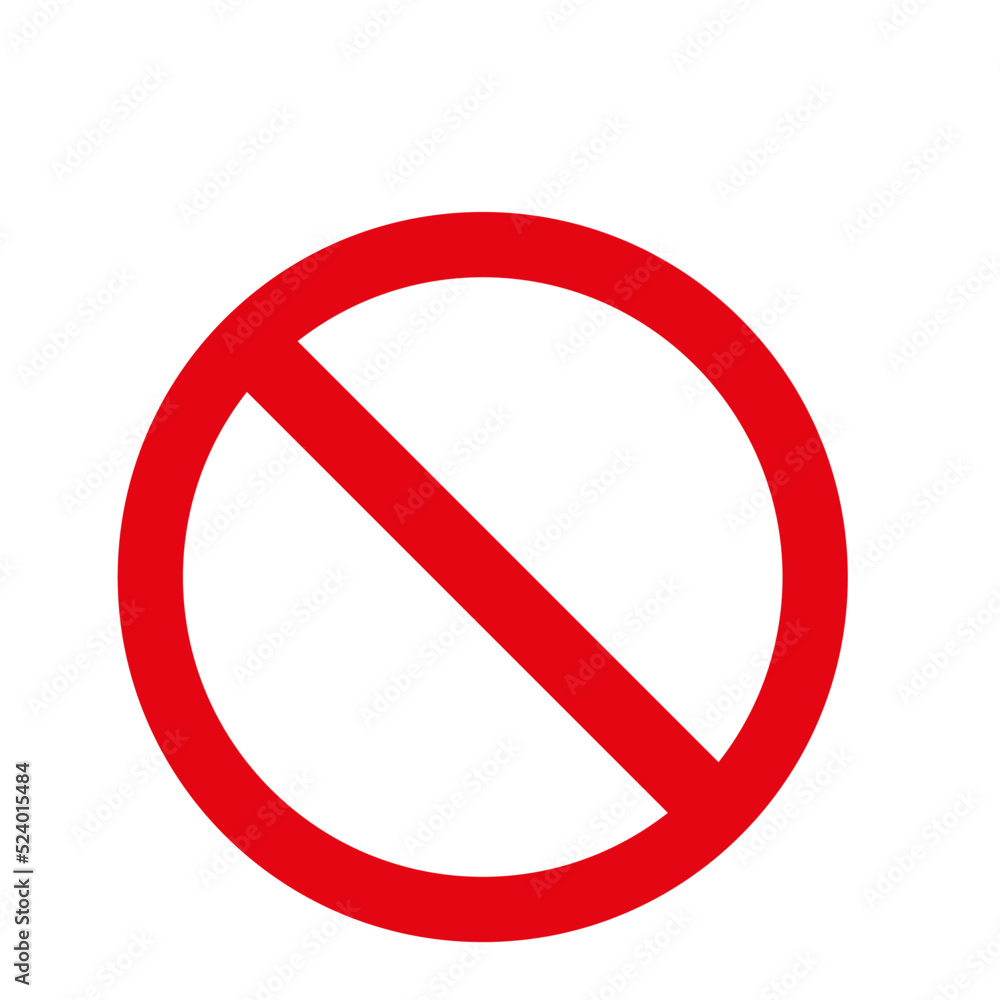 Prohibition Sign Template, No Sign Icon isolated on white background, vector illustration. Prohibition Sign Template, No Sign Icon isolated on white background, vector illustration.