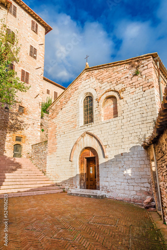 Fototapeta Naklejka Na Ścianę i Meble -  S.Stefano (Saint Stephen) medieval church in Assisi charming historical center