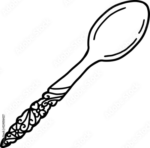 vintage spoon line art drawing