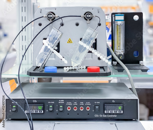 Precise dual syringe injectors for automated reagent or drug dosing directly to a multiwell plate inside multimode plate reader. Such injectors are used in high throughput screening programs. photo