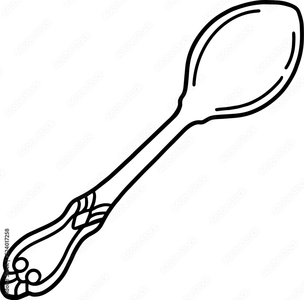vintage spoon line art drawing Stock Vector Adobe Stock