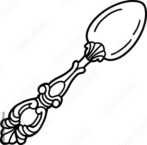 vintage spoon line art drawing