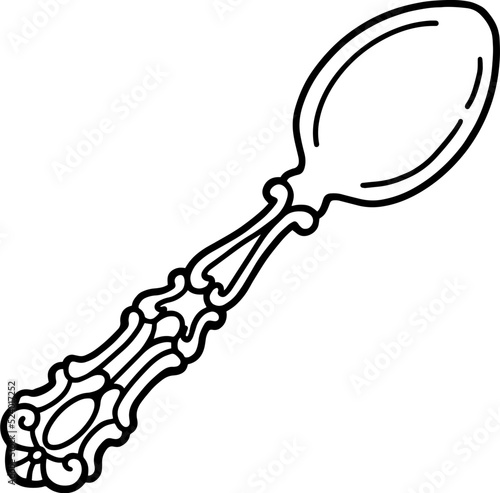vintage spoon line art drawing