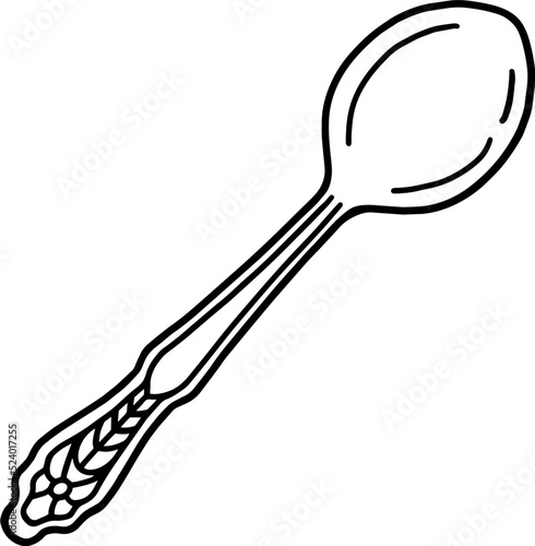 vintage spoon line art drawing