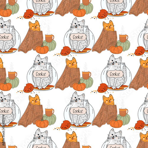 Photography Seamless pattern with cats