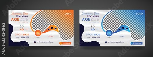 Promotional YouTube thumbnail video background template design for social media online live workshop ads