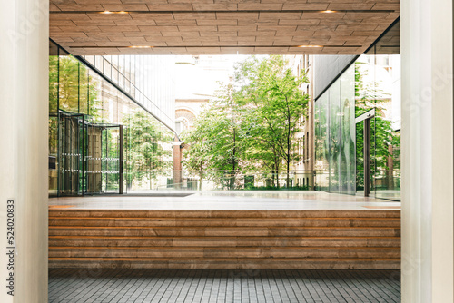 Modern ecologically friendly office entrance in London, UK Summer, 2022