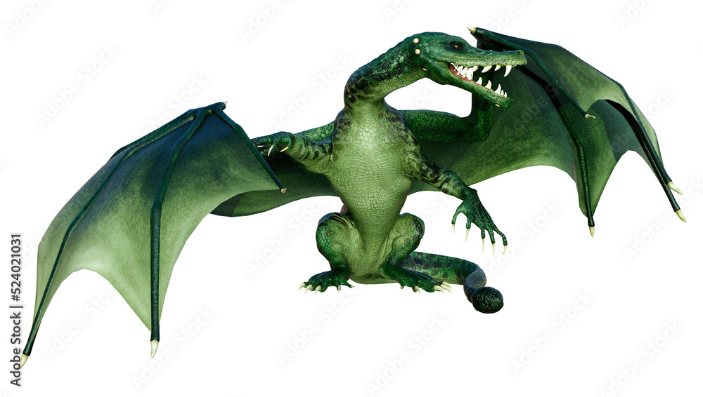 Fototapeta premium 3D Rendering Fairy Tale Dragon on White