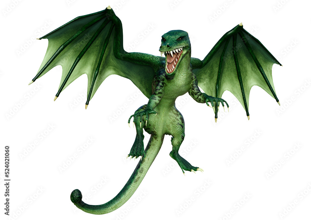 Fototapeta premium 3D Rendering Fairy Tale Dragon on White
