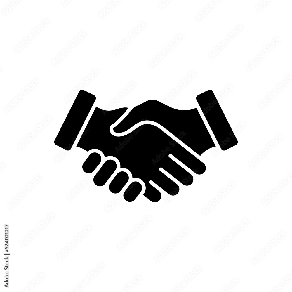 Handshake Partnership Professional Silhouette Icon. Hand Shake Business Deal Black Pictogram. Cooperation Team Agreement Finance Meeting Icon. Isolated Vector Illustration