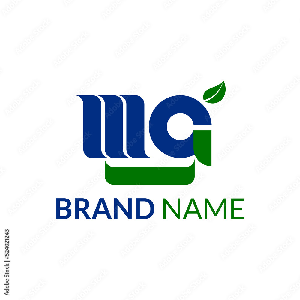 simple modern monogram logo template design of letter m and g with leaf ...
