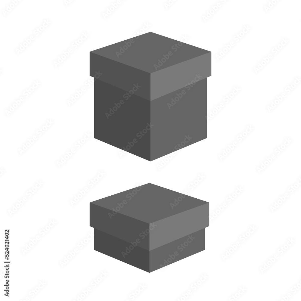 Obraz premium cardboard gift box vector illustration. gift box made of black cardboard with a lid. Illustration isolated on white background