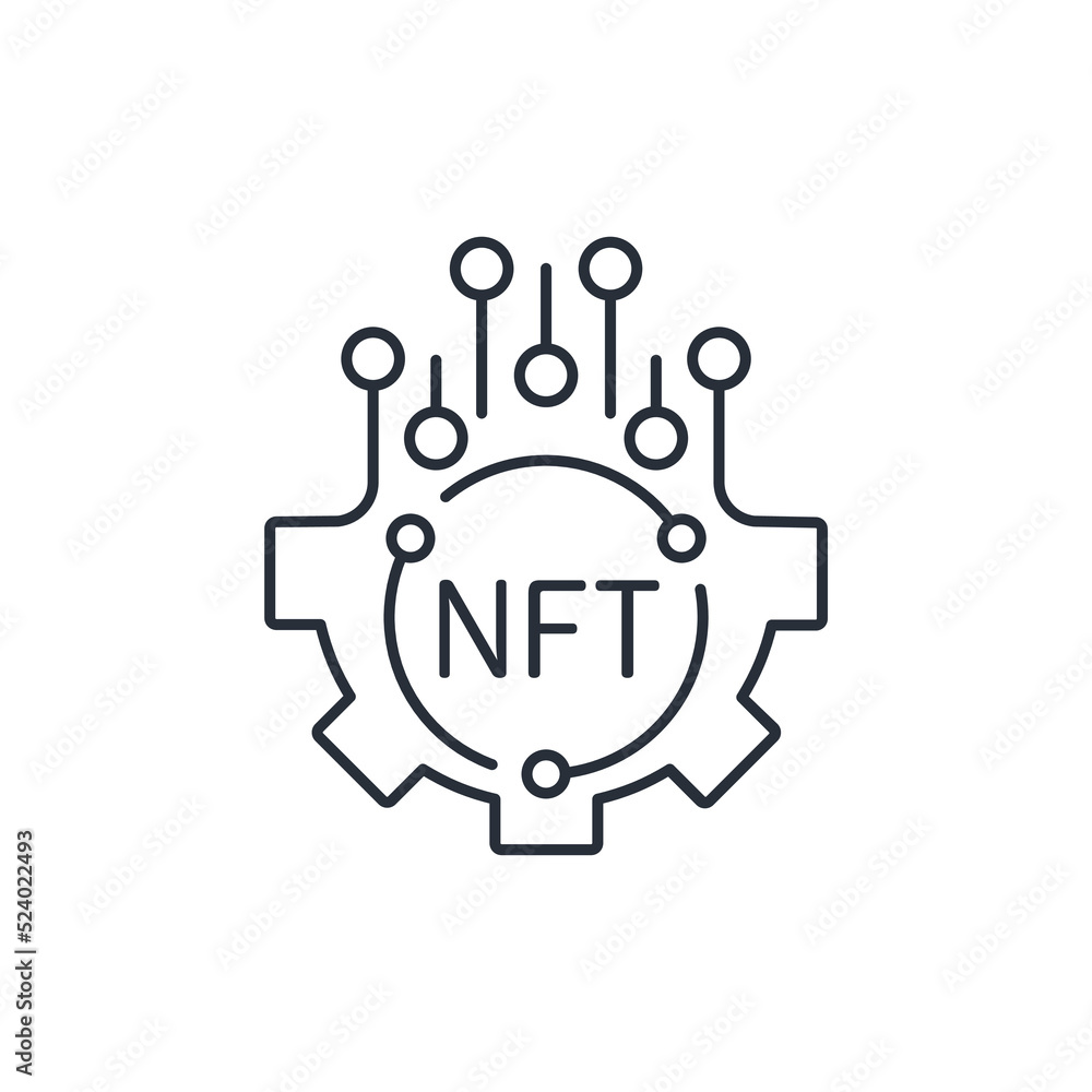 Cyber money. Non fungible token NFT. Vector linear icon isolated on white background. Cyber money. Non fungible token NFT. Vector linear icon isolated on white background.