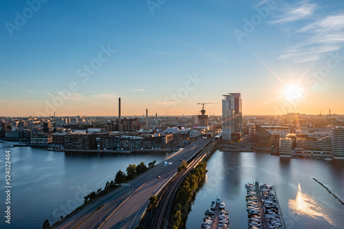 Top view of beautiful Helsinki on a summer evening