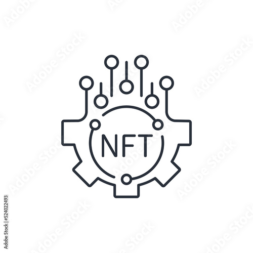 Cyber money. Non fungible token NFT. Vector linear icon isolated on white background.