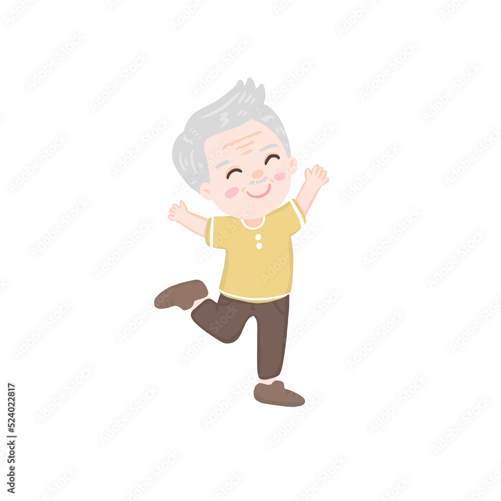 Senior man doing morning exercises, old man work out Senior man doing morning exercises, old man work out