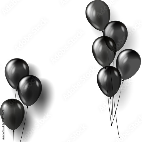 black balloons isolated.