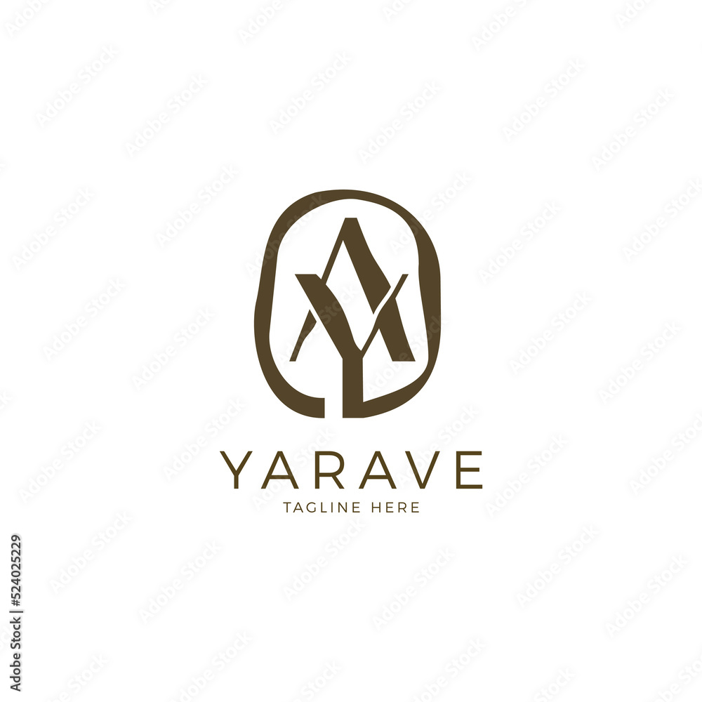 Letter YA texture grunge logotype. Initial A and Y wood texture logo design. Luxury font creative monogram wooden plank font