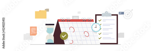 Planning day scheduling appointment agenda and meeting plan time management concept flat vector illustration.