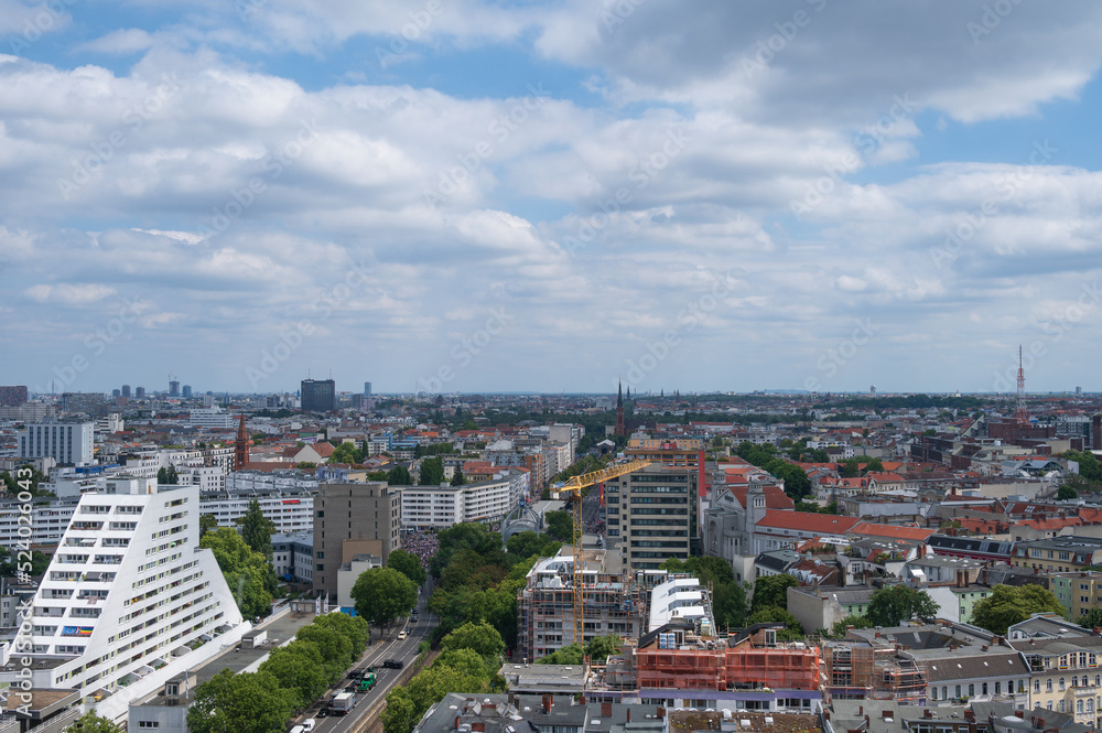 Aerial view of Kleisstrasse and Nollendorfplatz in Berlin Germany during summer