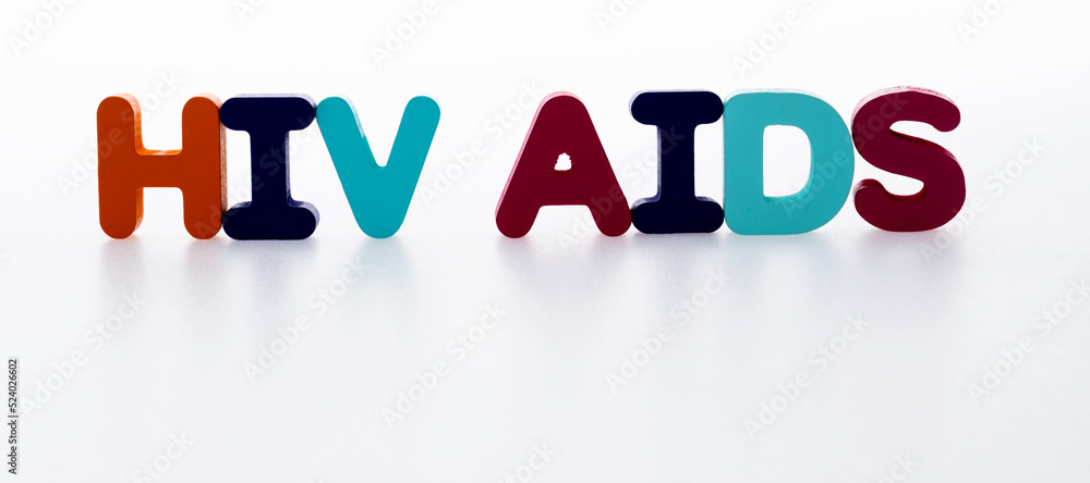 Wood blocks spelling AIDS HIV on white background Wood blocks spelling AIDS HIV on white background