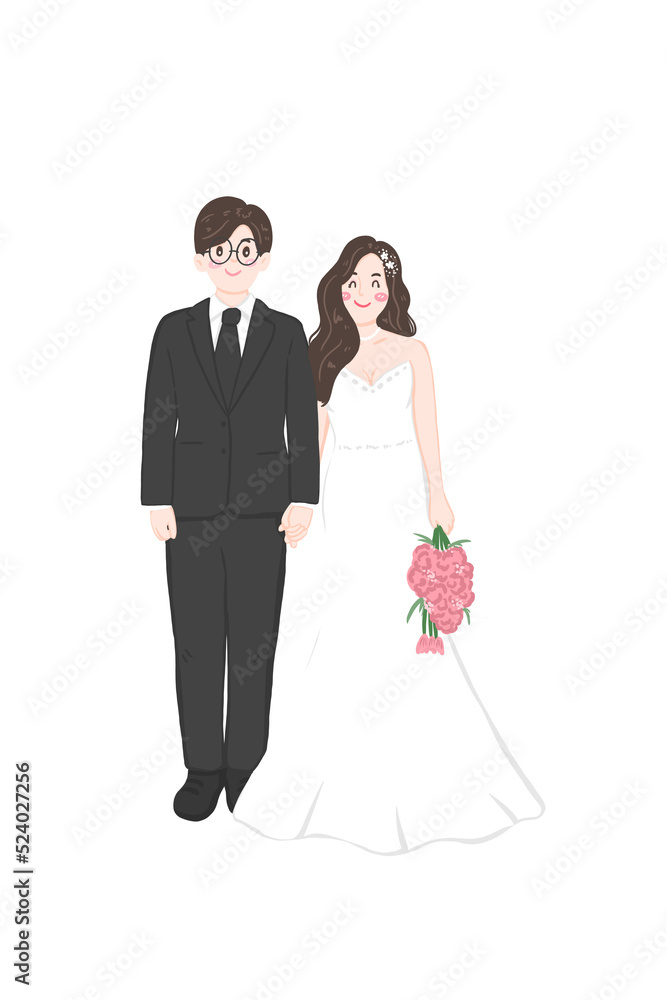 wedding couple and married character