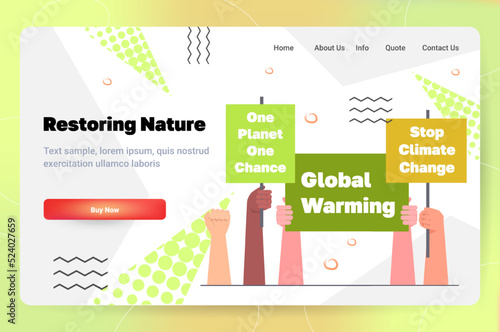 carbon credit campaign hands holding stop climate change banners responsibility of co2 emission environmental conservation