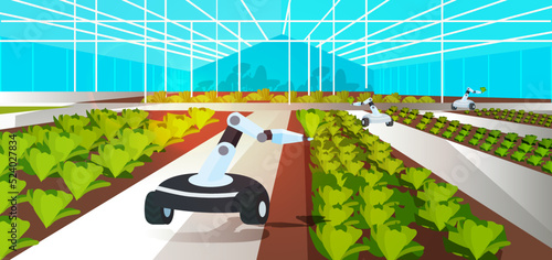 agriculture robot working in smart farm smart farming artificial intelligence technology concept
