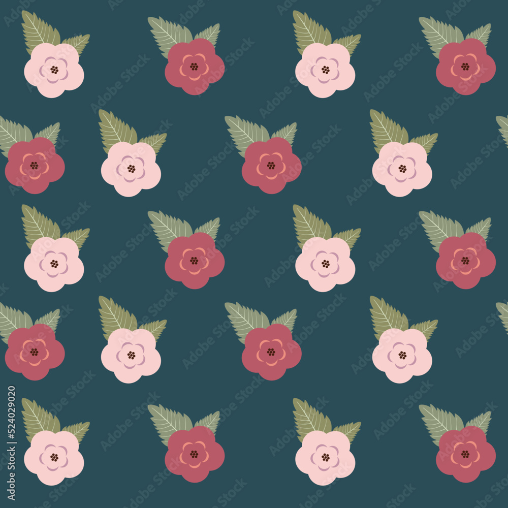seamless roses florar pattern in red and pink colors vector illustration. suitable for fabric, wallpaper, card, textile, stationary