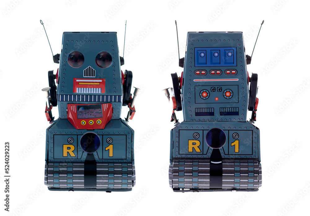 Fototapeta premium Retro robot toys on white background
