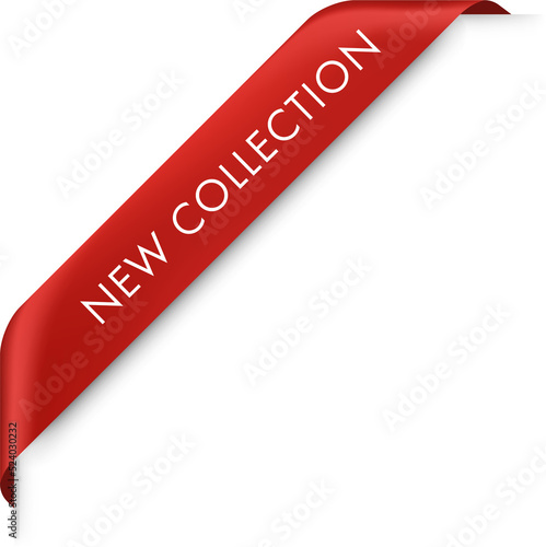 Red tag, Red label,Red banner for promotion sale with New collection text.