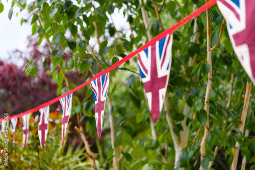 union jack bunting blowing in the wind